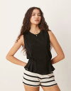 【送料無料】 エイソス レディース ベスト トップス ASOS DESIGN seam detail corset tank top in black Blac...