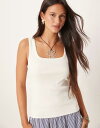 【送料無料】 エイソス レディース ベスト トップス ASOS DESIGN low square neck tank top in cream CREAM