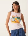 【送料無料】 エイソス レディース ベスト トップス ASOS DESIGN boat neck tank top with hotfix postcard g...
