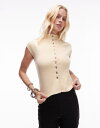 【送料無料】 トップショップ レディース ベスト トップス Topshop knitted compact cap sleeve vest in Butterm...