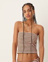 【送料無料】 エイソス レディース ベスト トップス ASOS DESIGN striped bandeau top in green and pink - p...