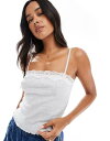 【送料無料】 ミスセルフフリッジ レディース シャツ トップス Miss Selfridge lace trim ribbed cami top in ligh...