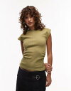 【送料無料】 トップショップ レディース ベスト トップス Topshop cinch waist structured top in light khaki ...