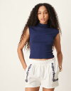 【送料無料】 エイソス レディース ベスト トップス ASOS DESIGN textured knit grown-on neck tank in navy ...