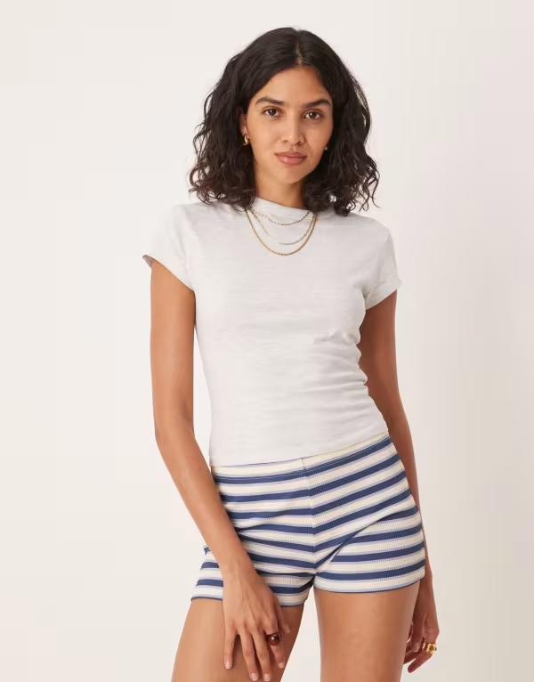 エイソス レディース トップス Tシャツ ASOS DESIGN shrunken fit baby tee in ice heather Ice Marl ..