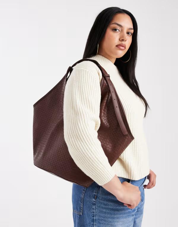 エイソス レディース バッグ トートバッグ ASOS DESIGN woven tubular handle vase tote bag in chocolate Chocolate チョコレート