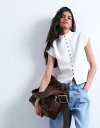 【送料無料】 トップショップ レディース ベスト トップス Topshop knitted compact cap sleeve vest in Ivory I...