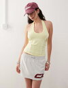 【送料無料】 コルージョン レディース ベスト トップス COLLUSION washed halter top in yellow YELLOW
