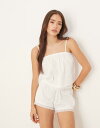 【送料無料】 モーテル レディース シャツ トップス Motel strapa eyelet cropped cami top in ivory IVORY