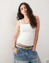 【送料無料】 コルージョン レディース ベスト トップス COLLUSION elevated pointelle square neck cami top i...