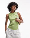 【送料無料】 トップショップ レディース ベスト トップス Topshop slim tank top in green GREEN