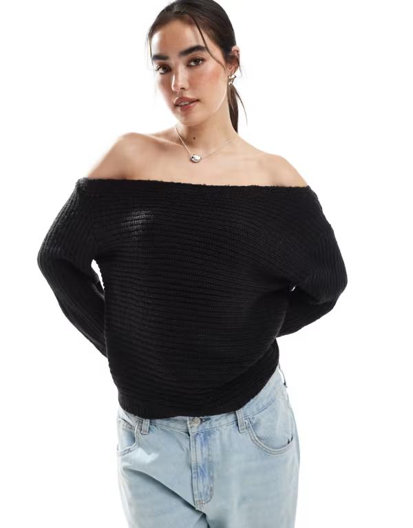 エイソス レディース アウター ニット・セーター セーター ニット ASOS DESIGN knit off the shoulder ..