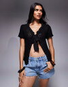 【送料無料】 リバーアイランド レディース カーディガン アウター River Island crochet short sleeve cardigan in ...