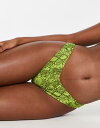 ウィークデイ レディース 水着 ボトムスのみ 合成繊維 Green Weekday polyester V cut bikini briefs in green snake print - MGREEN