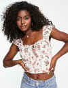 【送料無料】 エイソス レディース シャツ トップス ASOS DESIGN button front top with lace insert detail ...