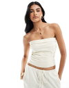 【送料無料】 マンゴ レディース シャツ トップス Mango ruched cami top in white - part of a set WHITE