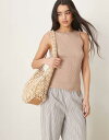【送料無料】 エイソス レディース タンクトップ トップス ASOS DESIGN knit slash neck ribbed cami top in tau...