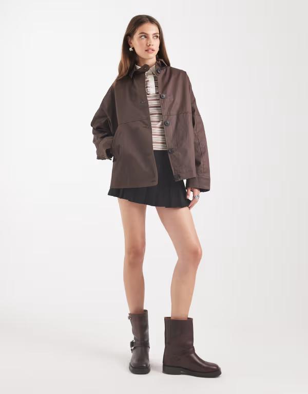 エイソス レディース アウター ジャケット・ブルゾン ジャケット ASOS DESIGN wax harrington jacket in chocolate Chocolate チョコレート