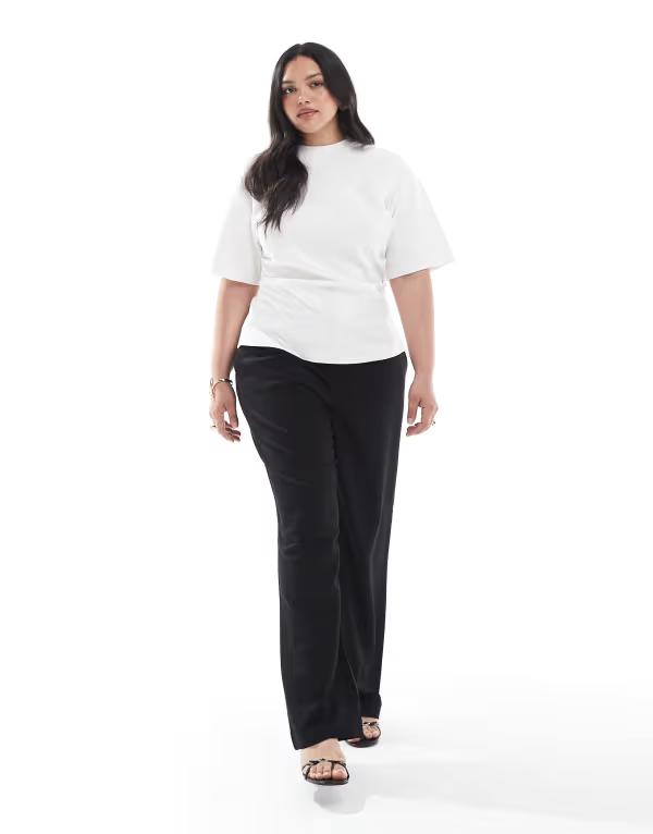 【送料無料】 オンリーカーブ レディース カジュアルパンツ ボトムス ONLY Curve high waist tailored pants in black Black