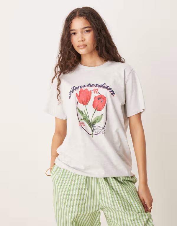 エイソス レディース トップス Tシャツ レギュラーフィット シャツ グラフィック ASOS DESIGN regular ..