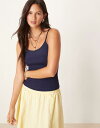 【送料無料】 エイソス レディース シャツ トップス ASOS DESIGN mixed ribbed cami tank top in navy NAVY