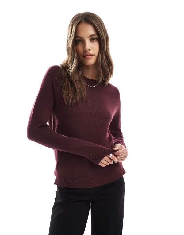オンリー レディース アウター ニット・セーター クルーネック セーター ニット ONLY crew neck knit sweater Burgundy バーガンディ