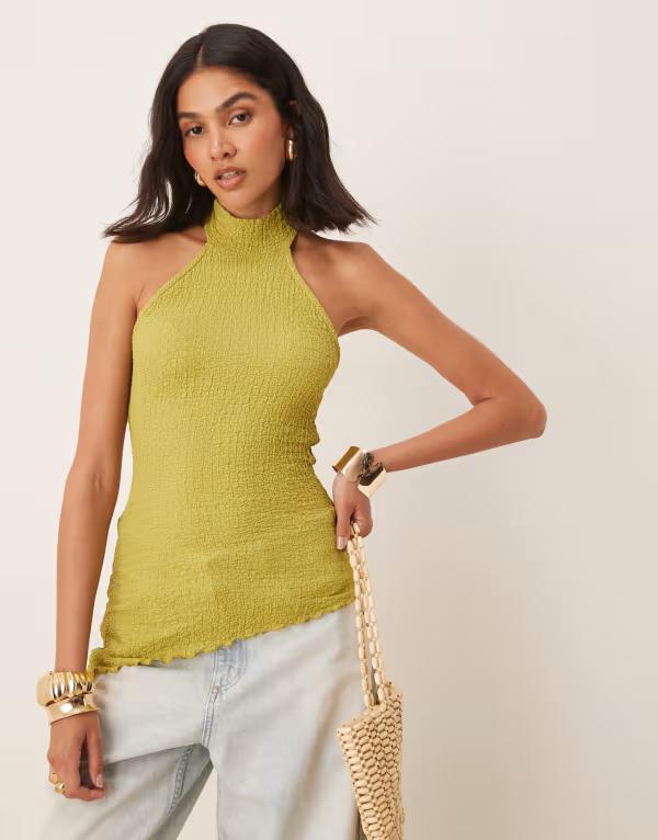 エイソス レディース トップス ベスト ホルター ASOS DESIGN textured halter top olive - part of a s..