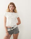 【送料無料】 リクレイム ヴィンテージ レディース シャツ トップス Reclaimed Vintage baby tee with lace layered ...