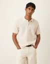 【送料無料】 マンゴ メンズ ポロシャツ トップス Mango cotton light knit ribbed polo top in beige BEIGE