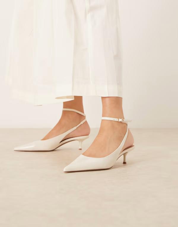 マンゴ レディース シューズ サンダル アンクル ヒール Mango classic ankle strap kitten heels IVORY アイボリー