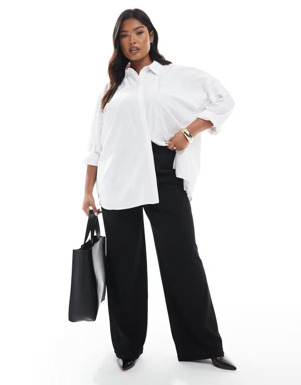 ヴェロモーダ レディース ボトムス カジュアルパンツ ワイドレッグ パンツ Vero Moda Curve pleat front wide leg pants Black ブラック(4)