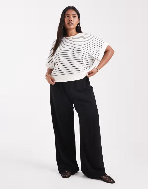 ヴェロモーダ レディース ボトムス カジュアルパンツ パンツ Vero Moda Curve loose pull-on pants Black ブラック