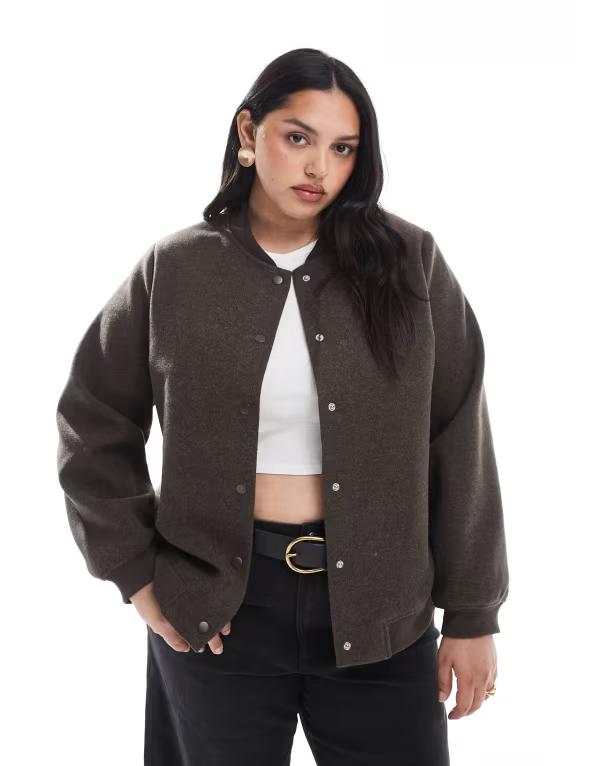 ヴェロモーダ レディース アウター ジャケット・ブルゾン ジャケット Vero Moda Curve bomber jacket in chocolate CHOCOLATE BROWN ブラウン