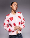 【送料無料】 リバーアイランド レディース カーディガン アウター River Island argyle cardigan in pink heart pri...