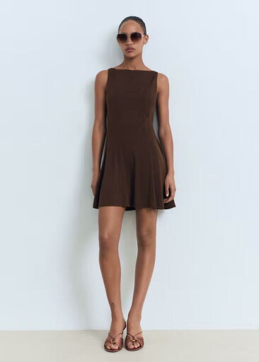 【送料無料】 マンゴ レディース ワンピース トップス Mango cotton mix sleeveless pleat detail mini dress in brown Black 【送料無料】 マンゴ レディース ワンピース トップス Mango cotton mix sleeveless pleat detail mini dress in brown Black