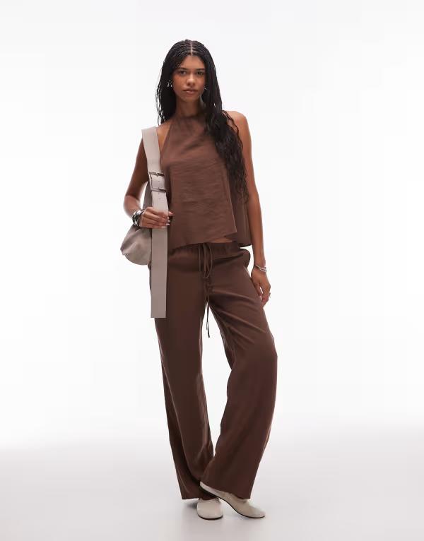 エイソス レディース ボトムス カジュアルパンツ パンツ ASOS DESIGN modal pull on relaxed pants in chocolate Chocolate チョコレート