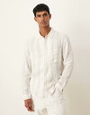【送料無料】 マンゴ メンズ シャツ トップス Mango long sleeve shirt in natural stripes Natural stripe