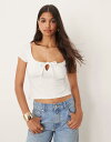 【送料無料】 エイソス レディース シャツ トップス ASOS DESIGN milkmaid cap sleeve ruched bust top with ...