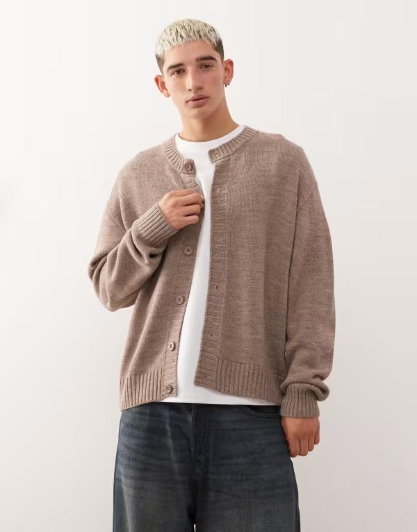 コルージョン メンズ アウター パーカー・スウェット カーディガン COLLUSION brown cardigan BROWN ブラウン