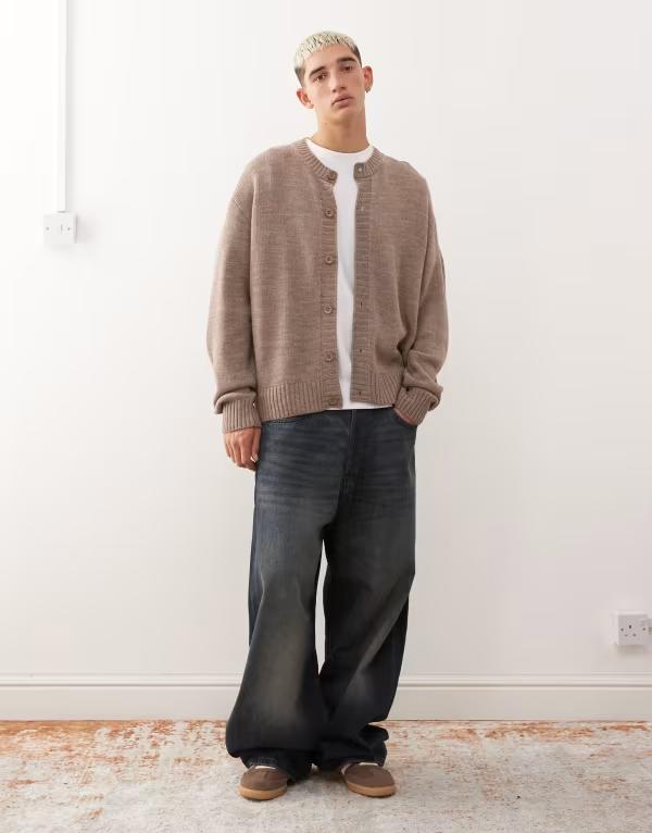 コルージョン メンズ アウター パーカー・スウェット カーディガン COLLUSION brown cardigan BROWN ブラウン