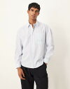 【送料無料】 エイソス メンズ シャツ トップス ASOS DESIGN oversized dropped shoulders shirt with embroidery in blue and white stripes Light Blue Stripe