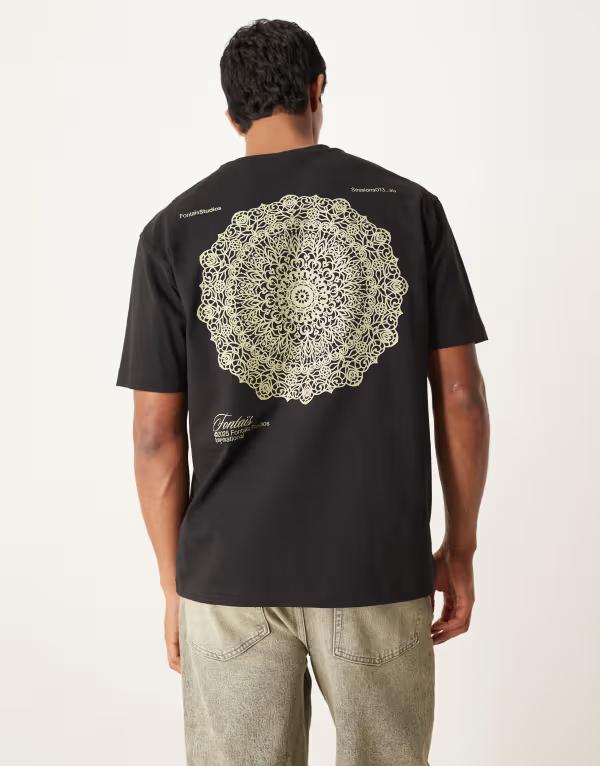 エイソス メンズ トップス Tシャツ プリント シャツ ASOS DESIGN relaxed heavyweight t-shirt with back print Black ブラック
