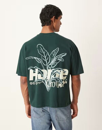 【送料無料】 エイソス メンズ Tシャツ トップス ASOS DESIGN boxy oversized T-shirt with floral graphic in dark green Scarab 【送料無料】 エイソス メンズ Tシャツ トップス ASOS DESIGN boxy oversized T-shirt with floral graphic in dark green Scarab