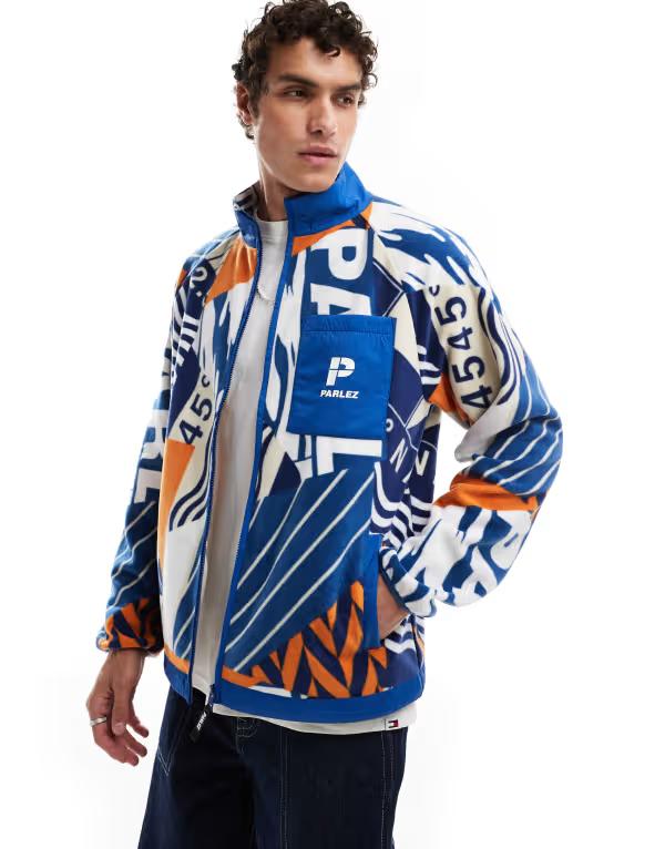 パルレ メンズ アウター ジャケット・ブルゾン プリント ロゴ フリース Parlez morgan logo fleece in multi print Multi マルチカラー
