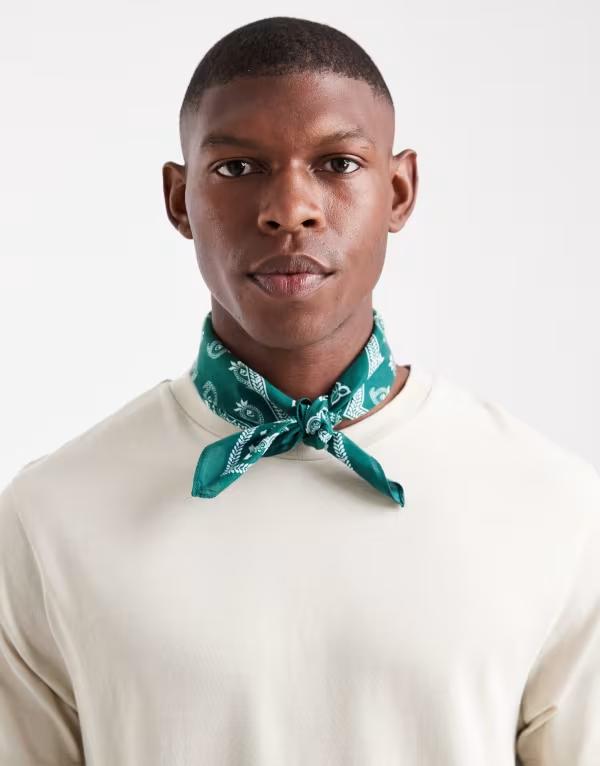 エイソス メンズ アクセサリー マフラー・ストール・スカーフ プリント ASOS DESIGN paisley print ban..