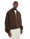 【送料無料】 エイソス メンズ ジャケット・ブルゾン アウター ASOS DESIGN wool look oversized hooded jacket in brown BROWN