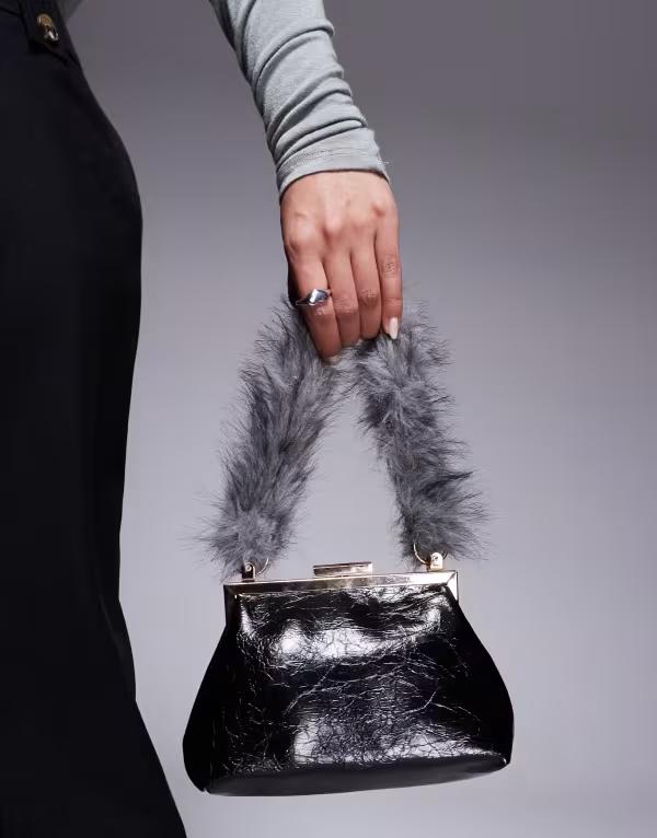 エイソス レディース バッグ クラッチバッグ ミニ ASOS DESIGN textured frame mini clutch bag with f..