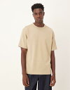 【送料無料】 マンゴ メンズ Tシャツ トップス Mango cotton mix fine knit T-shirt in beige BEIGE