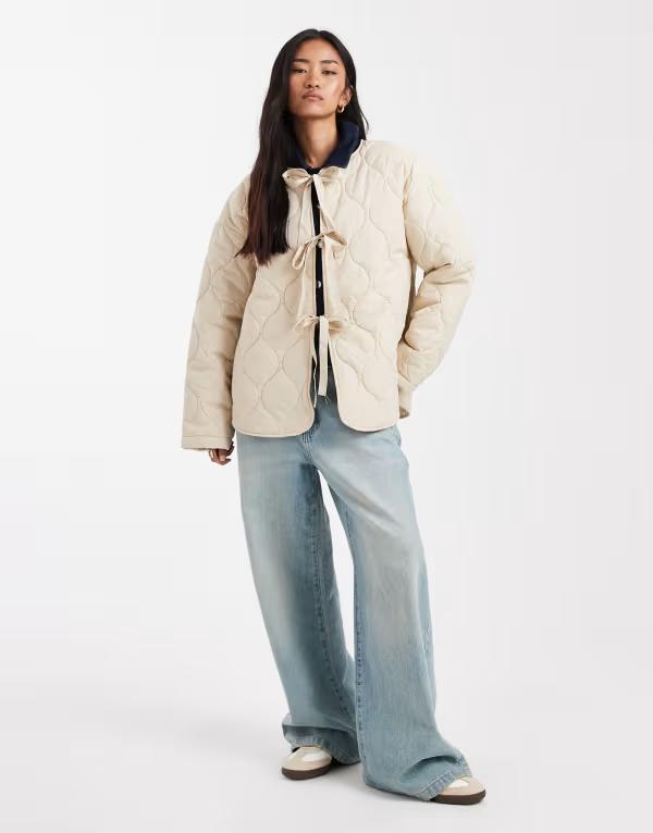 ヴェロモーダ レディース アウター ジャケット・ブルゾン キルティング ジャケット Vero Moda tie fron..