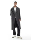 【送料無料】 エイソス メンズ コート アウター ASOS DESIGN wool look longline coat in gray Gray